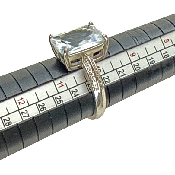 Sterling Silver 925 CZ Engagement Ring Style Size 10 Princess Cut Solitaire Spar - Picture 2 of 7